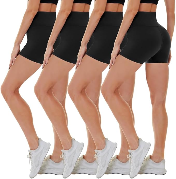 4 Pack Biker Shorts for Women - High Waisted 5"/8" Yoga Workout Shorts