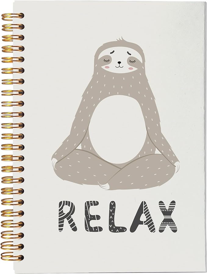 VNWEK Yoga Sloth Notebook - Yoga Journal, Sloth Gifts for Women Girls, Yoga Gifts for Women Yoga Instructor, Gifts for Yoga Lovers, Relax Sloth Spiral Notebook 5.5x8.3,Writing Notebooks