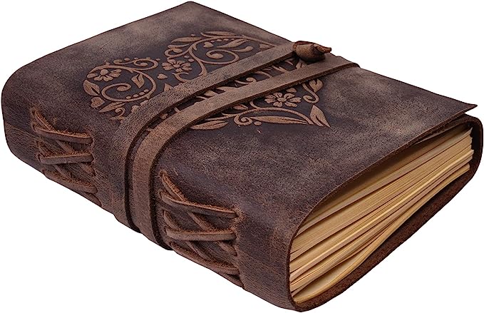 Leather Journal Lined Notebook - Journal for Women with Embossed Heart Shape, 8x6″ Ruled Small Notebooks, Kraft Paper - 400 pages Lined Paper College Ruled - Inspirational gift for women MOONSTER®