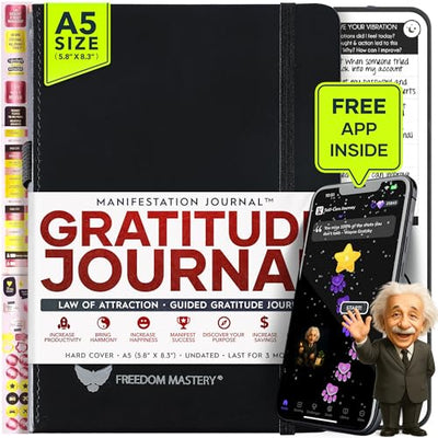 Manifestation Journal - 5 Minute Manifesting & Self Care Journal | 90 - Day Undated Daily Planner for Positivity, Affirmations & Gratitude | Guided Mindfulness, Reflection | Vision Board + Stickers - Forever Consciousness