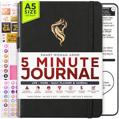 Manifestation Journal - 5 Minute Manifesting & Self Care Journal | 90 - Day Undated Daily Planner for Positivity, Affirmations & Gratitude | Guided Mindfulness, Reflection | Vision Board + Stickers - Forever Consciousness