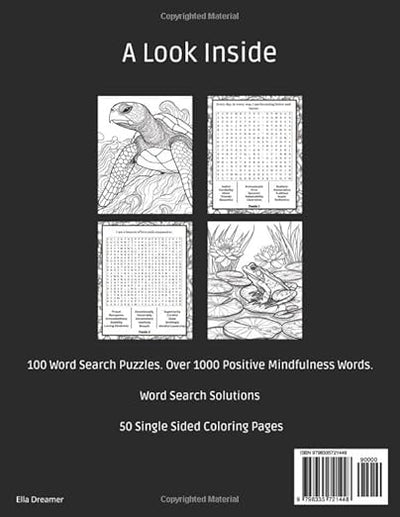 2 in 1 Mindfulness Word Search Coloring Book: For Adults | 100 Word Search Puzzles | 50 Single Sided Coloring Pages | Word Search Solution Pages | 1 ... Affirmation Per Puzzle | Large Print Designs Paperback – Large Print, August 12, 2024 - Forever Consciousness