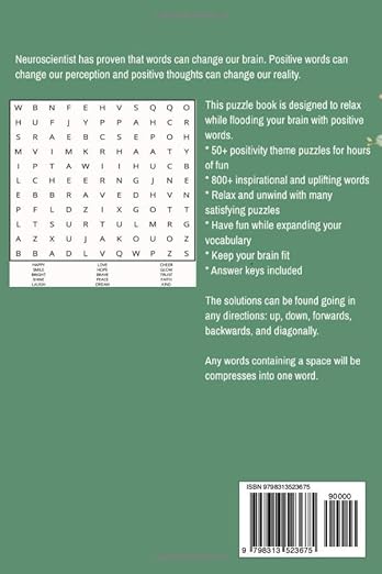 Positive Vibes Word Search Puzzle Book: Word Search with Easy to Read Print about Positive Vibes, Inspirational, Uplifting and More | 6x9 inches, 108 ... … Gift for Vacations, Holidays and Free Time Paperback – March 9, 2025 - Forever Consciousness