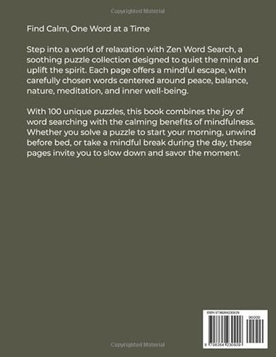 Zen Word Search Puzzles: A Mindful Collection of Relaxing Puzzles to Find Calm and Balance, over 100 puzzles (Puzzle Pursuit Series) Paperback – September 7, 2025 - Forever Consciousness