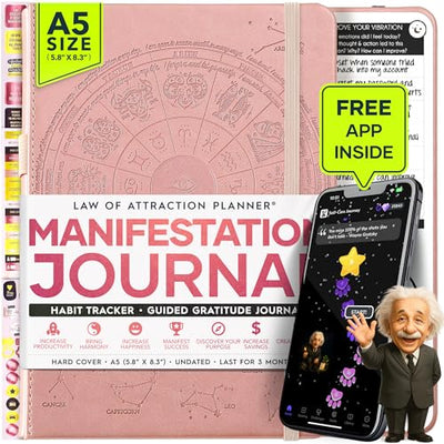 Manifestation Journal - 5 Minute Manifesting & Self Care Journal | 90 - Day Undated Daily Planner for Positivity, Affirmations & Gratitude | Guided Mindfulness, Reflection | Vision Board + Stickers - Forever Consciousness