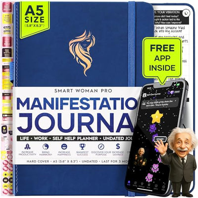 Manifestation Journal - 5 Minute Manifesting & Self Care Journal | 90 - Day Undated Daily Planner for Positivity, Affirmations & Gratitude | Guided Mindfulness, Reflection | Vision Board + Stickers - Forever Consciousness
