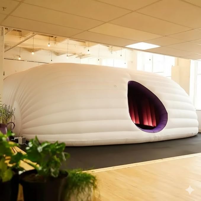 1890USDGiant Inflatable Hot Pod Yoga Dome Tent with LED Lights, 28ft x 20ft x 10ft, Premium 210D Oxford Cloth, White