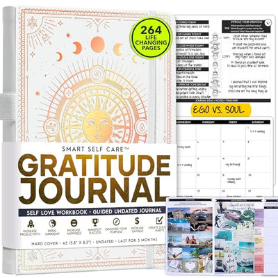 Manifestation Journal - 5 Minute Manifesting & Self Care Journal | 90 - Day Undated Daily Planner for Positivity, Affirmations & Gratitude | Guided Mindfulness, Reflection | Vision Board + Stickers - Forever Consciousness