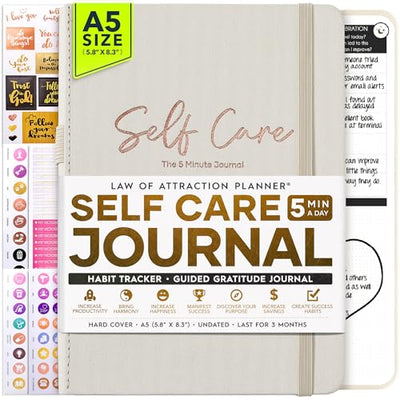 Manifestation Journal - 5 Minute Manifesting & Self Care Journal | 90 - Day Undated Daily Planner for Positivity, Affirmations & Gratitude | Guided Mindfulness, Reflection | Vision Board + Stickers - Forever Consciousness