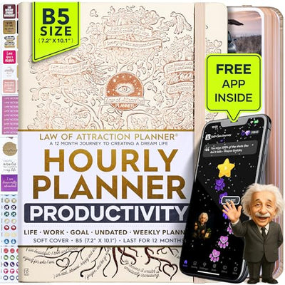 Law of Attraction Planner – Undated Hourly, Weekly & Monthly Goal Setting Planner, 12 - Month to Increase Productivity | Life & Gratitude Journal, Include Foldable Vision Board, Gift Box & Stickers - Forever Consciousness