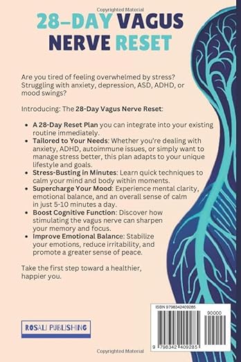 28 - Day Vagus Nerve Reset: Daily Exercises to Calm the Nervous System, Improve Your Mood and Cognitive System (Calm Your Nervous System) Paperback – October 15, 2024 - Forever Consciousness