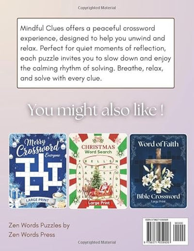 Mindful Clues - Stress Relief Crossword for Adults & Seniors: 50 Large Print Puzzles for Relaxation Paperback – Large Print, October 22, 2025 - Forever Consciousness