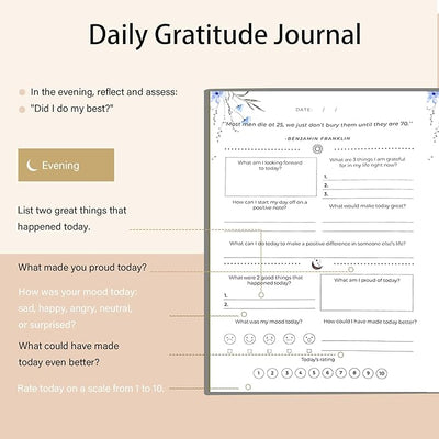 Gratitude Journal: Daily Mindfulness Prompts, Positivity Tracker & Happiness Exercises - Guided Reflective Writing, Self - Care Journal for Women &Men (Grey) - Forever Consciousness