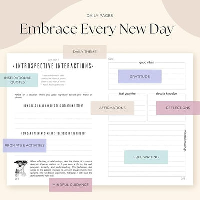 Her Vibe Journal | 13 - Week Guided Mindfulness Journal for Women | Fresh Daily Prompts, Activities & Inspiration | Elegant Design & Illustrations | Nurture Self - Love & Wellness | A5 | Gift Box Included - Forever Consciousness