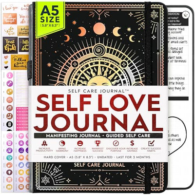 Manifestation Journal - 5 Minute Manifesting & Self Care Journal | 90 - Day Undated Daily Planner for Positivity, Affirmations & Gratitude | Guided Mindfulness, Reflection | Vision Board + Stickers - Forever Consciousness