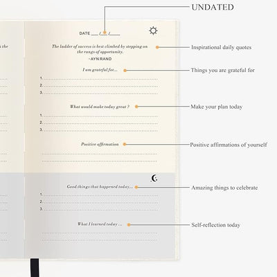 The Gratitude Journal for More Happiness, Optimism, Affirmation & Reflection - An Effective Manifestation Guide Journal, Undated Daily Journals for Women & Men (Beige) - Forever Consciousness
