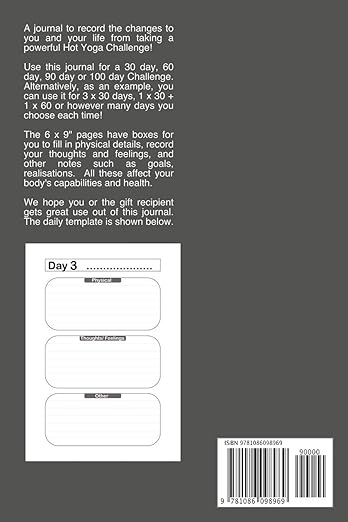 Hot Yoga Challenge 100 days Journal - Sweat: A fabulous notebook for recording your experiences and the effect on your body and mind. Placeholders to ... 10 day, 30, 60 , 90 or 100 days.Look Inside Paperback – July 29, 2019 - Forever Consciousness