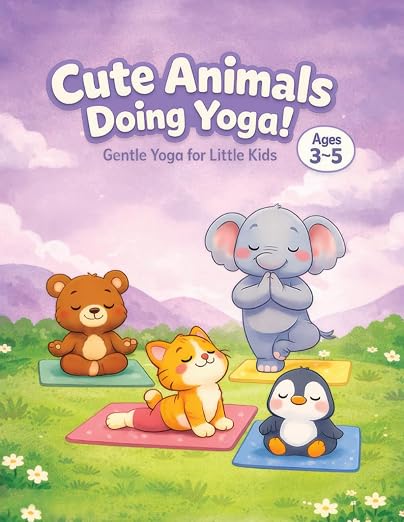 Cute animals doing yoga: A Fun & Relaxing Coloring Book for Kids Ages 3–5
