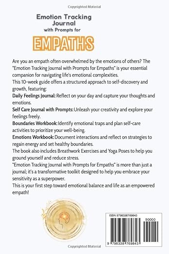 Emotion Tracking Journal with Prompts for Empaths: A 10 - Week Guide to Set Boundaries, Practice Breathwork, and Integrate Yoga Poses Paperback – September 16, 2024 - Forever Consciousness