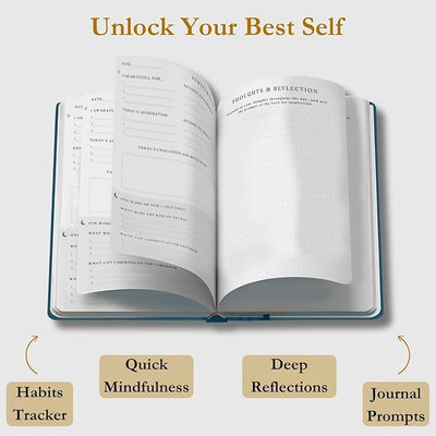 The Advanced Gratitude Journal | Affirmations, Purpose & Mindfulness | Daily Challenges & Habit Tracker for Growth | Diary Notebook for Reflection | Life Planner & Gratitude Journal for Women & Men - Forever Consciousness