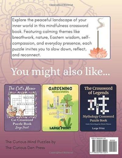 Mindfulness & Relaxation Crossword - A Stress Relief Crossword Puzzle: 50 Large Print Crosswords for Adults - With Themes Like Breathwork, Focus, Meditation, Nature & More Paperback – Large Print, July 15, 2025 - Forever Consciousness