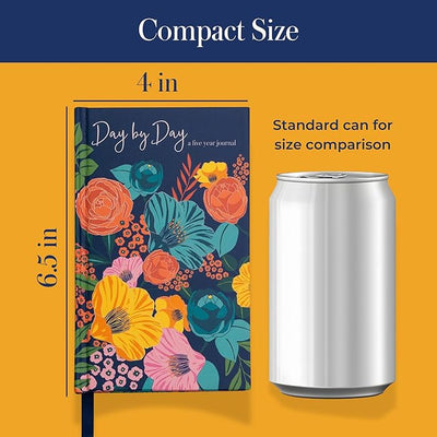Steel Mill & Co 5 Year Journal, One Line A Day Memory Book, Small 6.5" x 4" Daily Gratitude Journal for Women, Garden Blooms - Forever Consciousness