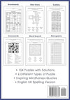 Mindfulness Puzzle Book for Adults: Mixed Activity Puzzlebook | 104 Relaxing Puzzles with Inspiring Mindful Quotes (UK Version)     Paperback – June 6, 2020