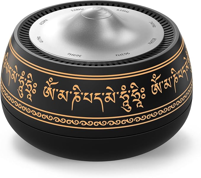 NDLT Portable Electronic Tibetan Singing Bowl, 8 Healing Frequencies (369-963Hz), Auto & Manual Modes, Vibration Therapy with Timer, USB-C Rechargeable Meditation Device for Yoga, Relaxation and Reiki