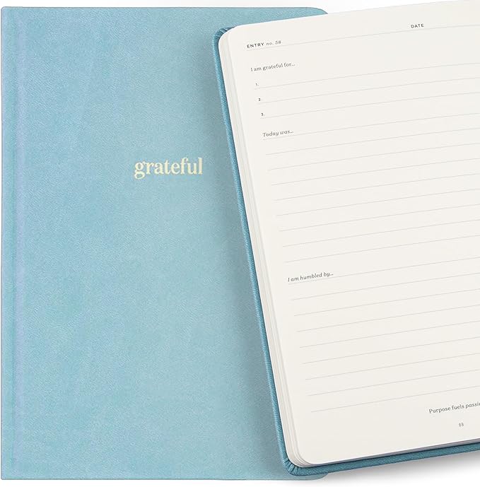 Ink+Volt Daily Gratitude Journal for Women & Men, Original Design with Inspirational Quotes, Grateful Journal for Happiness, Mindfulness, Affirmations & Reflection - 6x8.5 in, Sky Blue