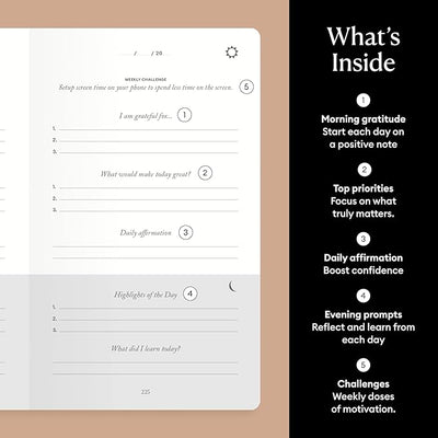 Intelligent Change The Five Minute Journal - Original Daily Gratitude Journal 2025 for Happiness, Mindfulness & Reflection - Daily Affirmations - Undated Planner Gifts for Women & Men - Forever Consciousness