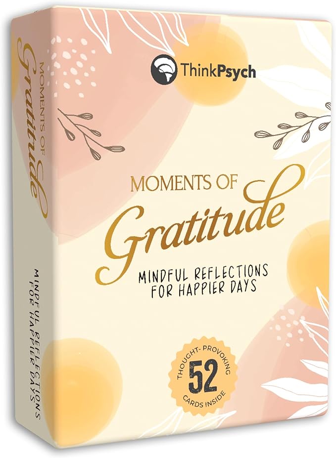 ThinkPsych Moments of Gratitude Deck - 52 Cards to Promote Positivity & Mindfulness - Positive Affirmations Cards & Uplifting Gifts - Inspiring Gratitude Journal Prompts