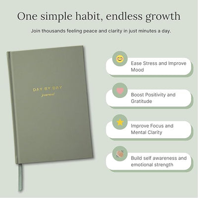 Day by Day Daily Gratitude Journal 2025 for Mindfulness, Happiness, Reflection, and Self Care, Undated Planner Gifts for Women & Men - Forever Consciousness
