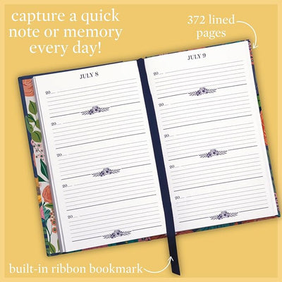 Steel Mill & Co 5 Year Journal, One Line A Day Memory Book, Small 6.5" x 4" Daily Gratitude Journal for Women, Garden Blooms - Forever Consciousness
