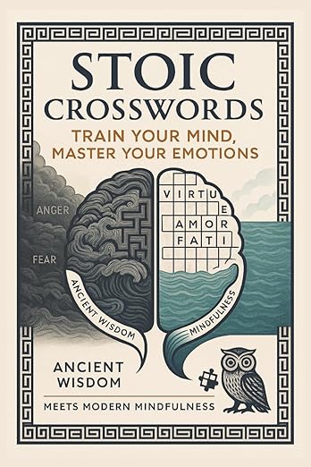 STOIC CROSSWORDS, train you mind, master your emotions. Ancient wisdom meets modern mindfulness.: Stoic Crossword puzzle book with very easy to read ... for vacation, holidays, off-screen time.      Paperback – June 14, 2025