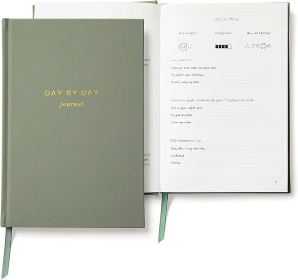 Day by Day Daily Gratitude Journal 2025 for Mindfulness, Happiness, Reflection, and Self Care, Undated Planner Gifts for Women & Men