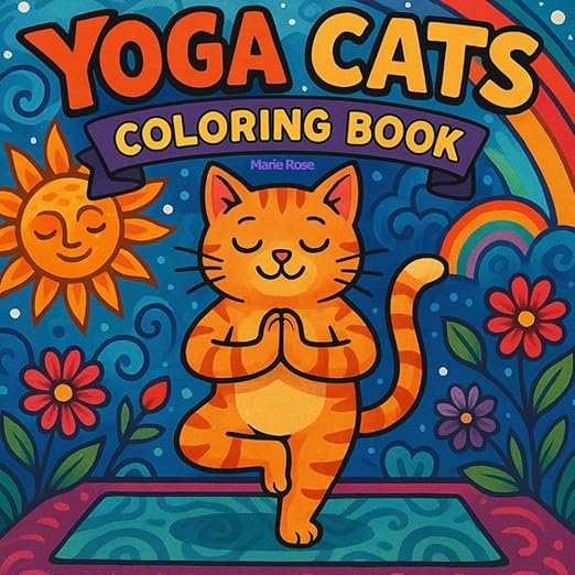 Yoga Cats: Peaceful Life Cat Coloring Book for Adults and Teens      Paperback – April 8, 2025