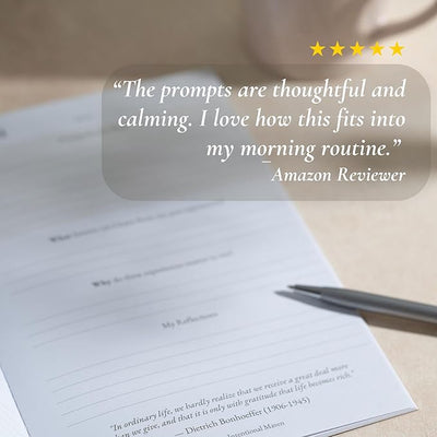 Daily Affirmation Cards & Gratitude Journal Set – 52 Guided Gratitude Prompts, A5 Stitched Journal, Wooden Stand & Guided Meditation | Self - Reflection & Mindfulness Gift for Women & Men - Forever Consciousness