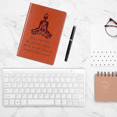 JOHSBYD Yoga Gifts Leather Notebook For Women Girls Every Morning We Are Born Again Leather Notebook Yoga Fans Gifts Birthday Christmas Gift for Friends Sisters Daughter (YOGA)