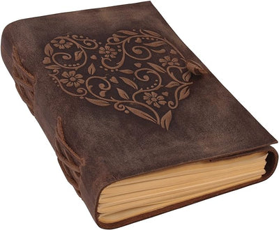 Leather Journal Lined Notebook - Journal for Women with Embossed Heart Shape, 8x6″ Ruled Small Notebooks, Kraft Paper - 400 pages Lined Paper College Ruled - Inspirational gift for women MOONSTER®