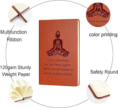 JOHSBYD Yoga Gifts Leather Notebook For Women Girls Every Morning We Are Born Again Leather Notebook Yoga Fans Gifts Birthday Christmas Gift for Friends Sisters Daughter (YOGA)