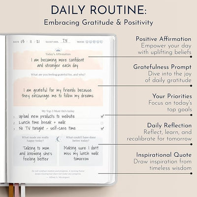 RYVE Daily Gratitude Journal for Women: 6 - Month Guided Positivity & Wellness Journal with Prompts - Affirmation, Mindfulness, Self Help & Reflection, Gratitude Journal Notebook, Manifestation Journal - Forever Consciousness