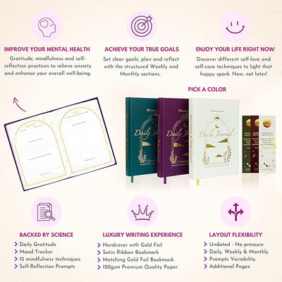 Gratitude Journal for Women & Men - Daily Mental Health Journal for Self Love, Mindfulness, Manifestation | Self Care & Spiritual Birthday Gift for Women | Guided Diary with Prompts - Observations - Forever Consciousness