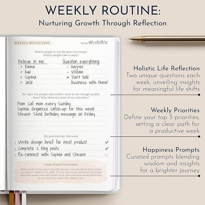 RYVE Daily Gratitude Journal for Women: 6 - Month Guided Positivity & Wellness Journal with Prompts - Affirmation, Mindfulness, Self Help & Reflection, Gratitude Journal Notebook, Manifestation Journal - Forever Consciousness