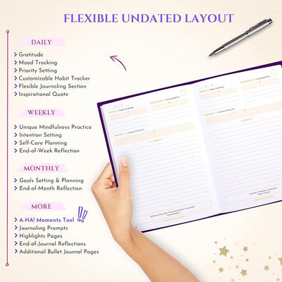 Gratitude Journal for Women & Men - Daily Mental Health Journal for Self Love, Mindfulness, Manifestation | Self Care & Spiritual Birthday Gift for Women | Guided Diary with Prompts - Observations - Forever Consciousness