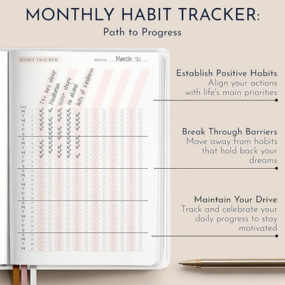 RYVE Daily Gratitude Journal for Women: 6 - Month Guided Positivity & Wellness Journal with Prompts - Affirmation, Mindfulness, Self Help & Reflection, Gratitude Journal Notebook, Manifestation Journal - Forever Consciousness
