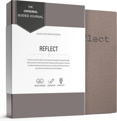 MindPanda Reflect Journal - The Ultimate Guided Journal with Daily Prompts For Gratitude, Mindfulness & Daily Reflection - Mood Tracker & Gratitude Log for Happiness & Self Care. Premium Non-Bleed