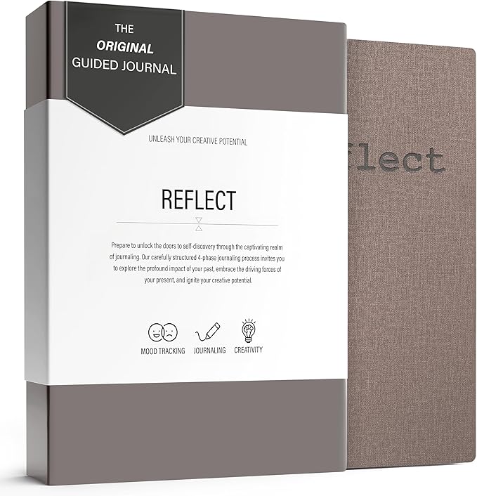 MindPanda Reflect Journal - The Ultimate Guided Journal with Daily Prompts For Gratitude, Mindfulness & Daily Reflection - Mood Tracker & Gratitude Log for Happiness & Self Care. Premium Non-Bleed