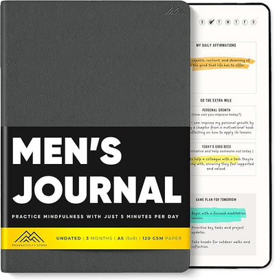 PRODUCTIVITY STORE Better Man Journal - Gratitude Journal – 5 Minute Journal - Reflection Manifestation Journal for Mindfulness & Self Care Journal – Goal/Guided Gratitude Journal for Men - Forever Consciousness