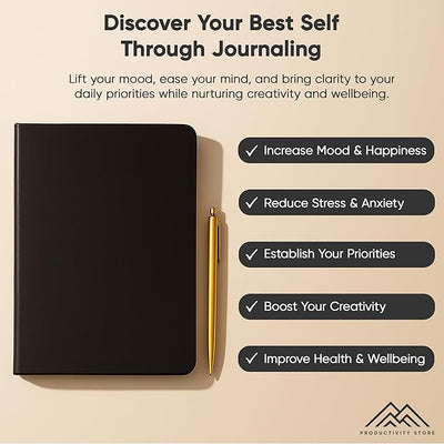 Best Daily Journal for Men & Women - Gratitude, Manifestation & Guided Journal with Prompts for Personal Growth by PRODUCTIVITY STORE (A5, Black) - Forever Consciousness