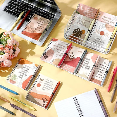 Kosiz 48 Pcs/24 Set 24 Pcs/12 Set Positive Affirmation Gifts Gratitude Spiral Notebooks with Pens Motivational Encouragement Notepads Daily Affirmations Journal for Women (Rainbow) - Forever Consciousness